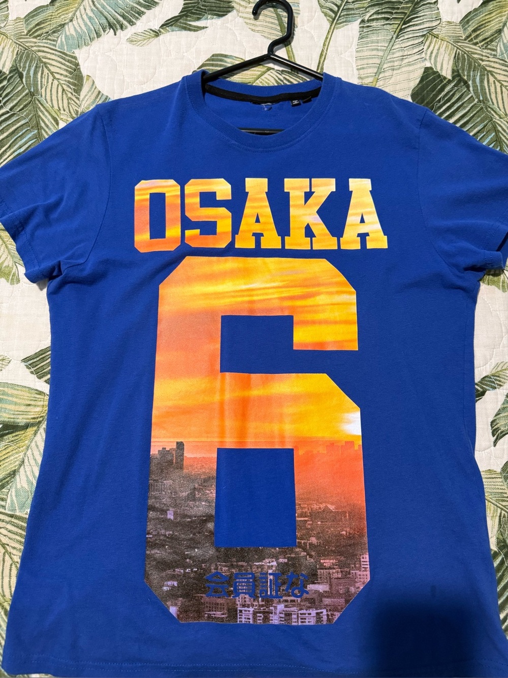 Superdry Osaka Graphic Tee - Blue with Sunset Print Size L